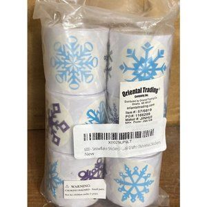 600 - Snowflake Stickers - 6 Assorted Rolls Scrapbook Crafts Christmas